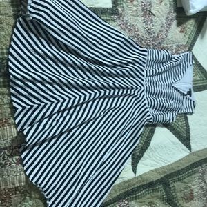 Ann Taylor Black/White Stripe Fit and Flare Dress